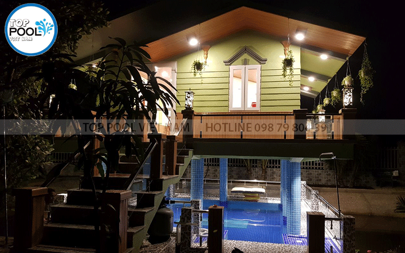 Biệt thự mini 2 tầng có hồ bơi phong cách hiện đại