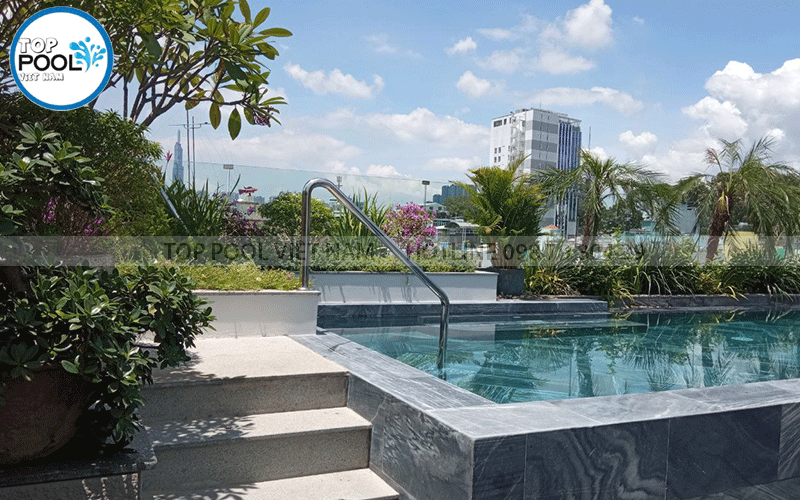 Nhà có hồ bơi trên sân thượng - thiết kế minh họa