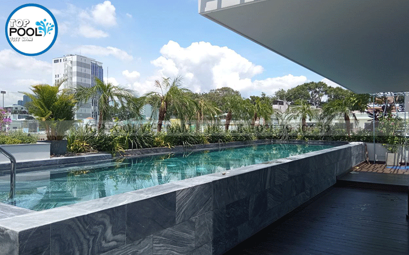 thi công bể bơi trên sân thượng tại Phan Thiết